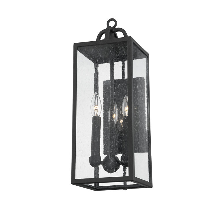 Caiden Forged Iron 3-Light Outdoor Wall Sconce with Clear Glass