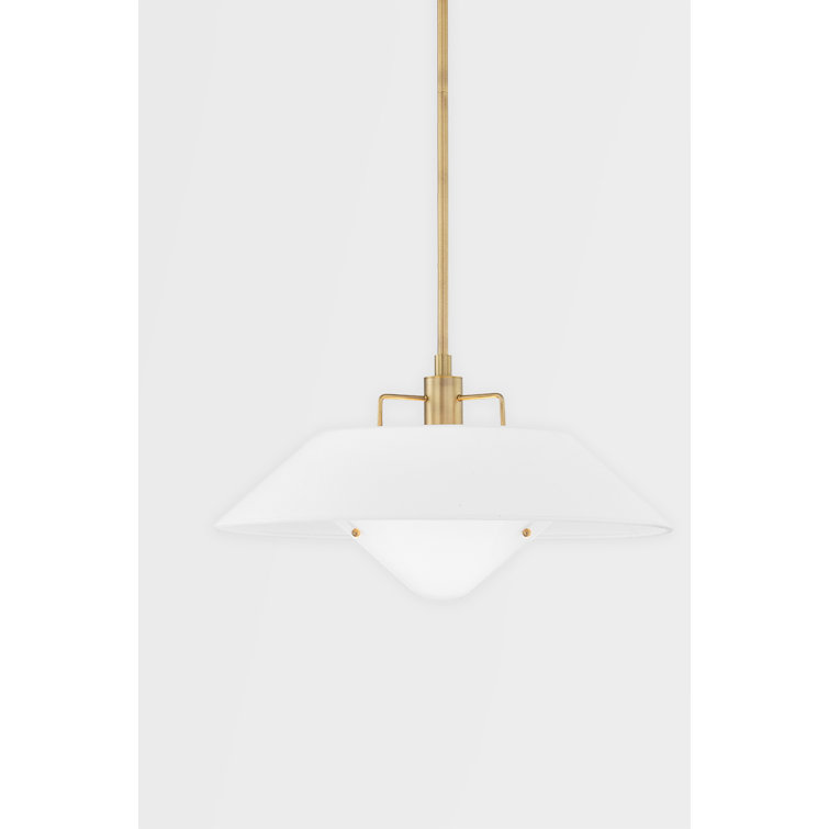 Patina Brass and White Linen 1-Light Pendant