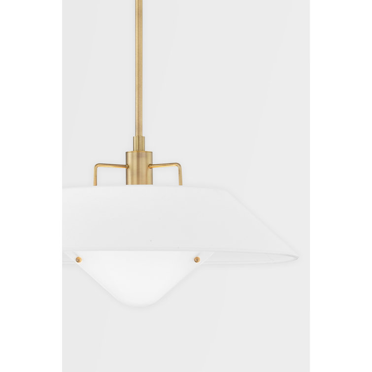 Patina Brass and White Linen 1-Light Pendant