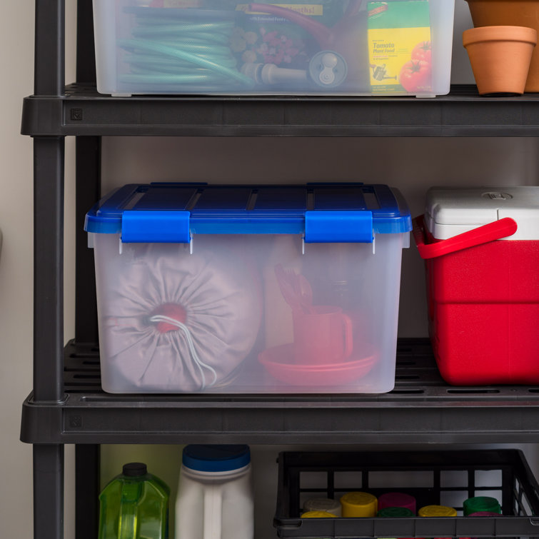 Set of 4 Clear Blue 44 Quart Stackable Storage Bins