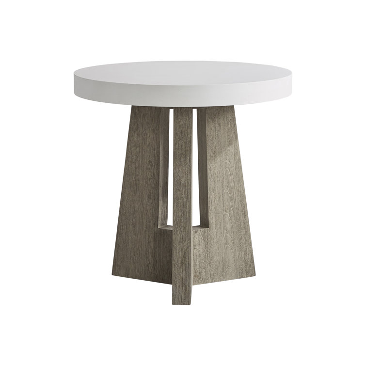 Rochelle 24" White and Natural Wood Round Side Table