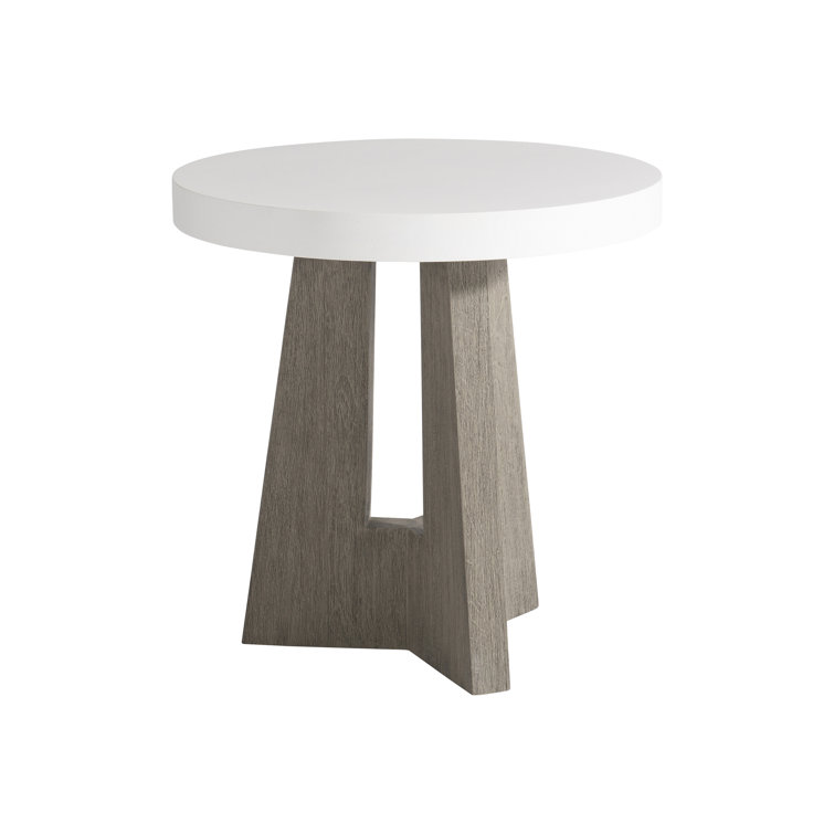 Rochelle 24" White and Natural Wood Round Side Table