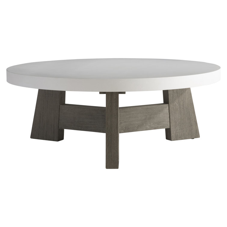 Rochelle 42'' White Glass-Reinforced Concrete Round Cocktail Table