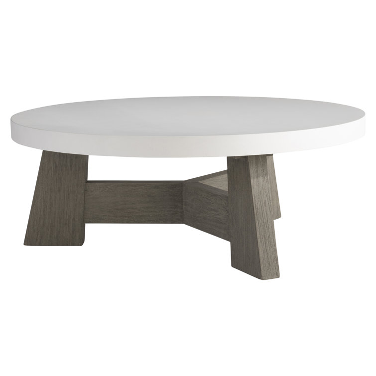 Rochelle 42'' White Glass-Reinforced Concrete Round Cocktail Table