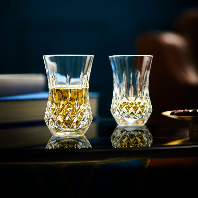 Classic Lismore Flared Crystal Whiskey Sipping Tumblers, Set of 2