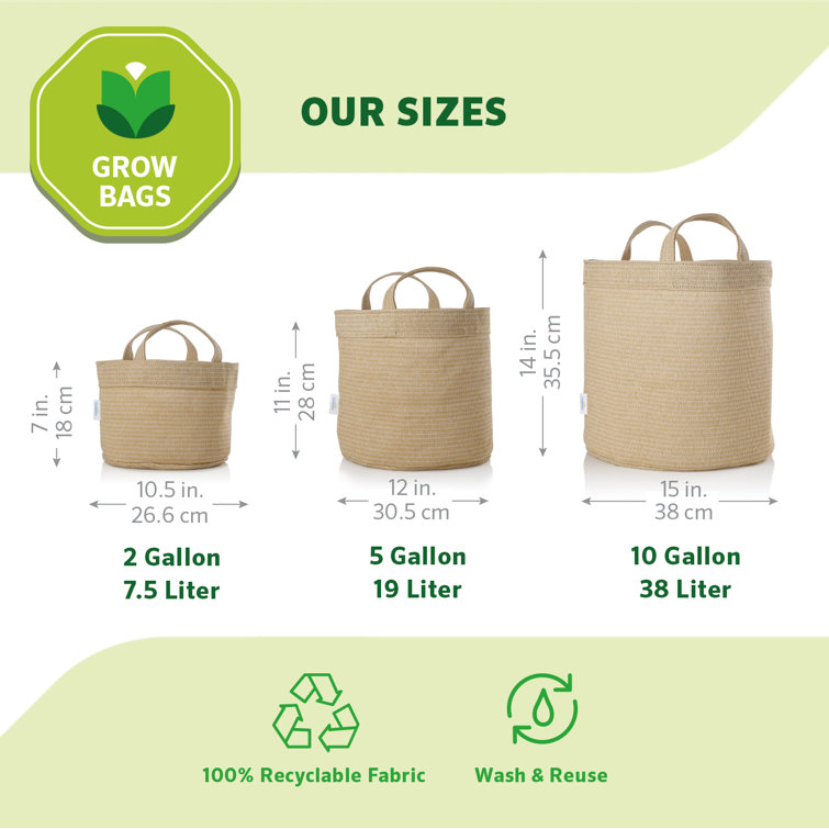 Steel Gray 5 Gallon Fabric Grow Bag with Handles