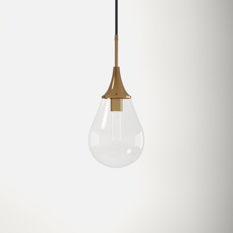 Gold and Clear Glass Teardrop Pendant Light
