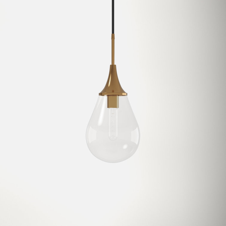 Gold and Clear Glass Teardrop Pendant Light