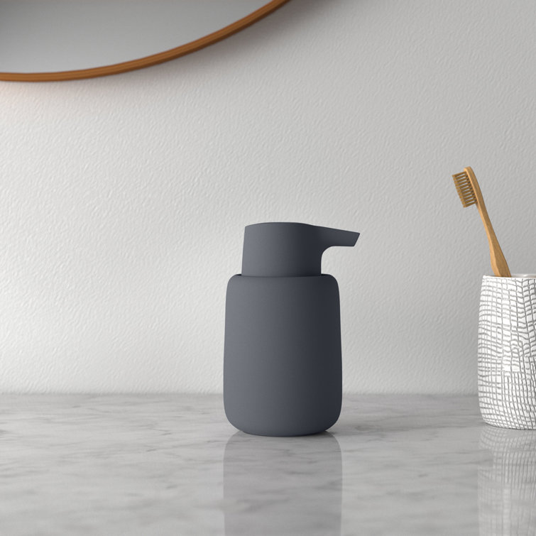 Magnet Charcoal Ceramic Soap Dispenser with Soft-Touch Finish