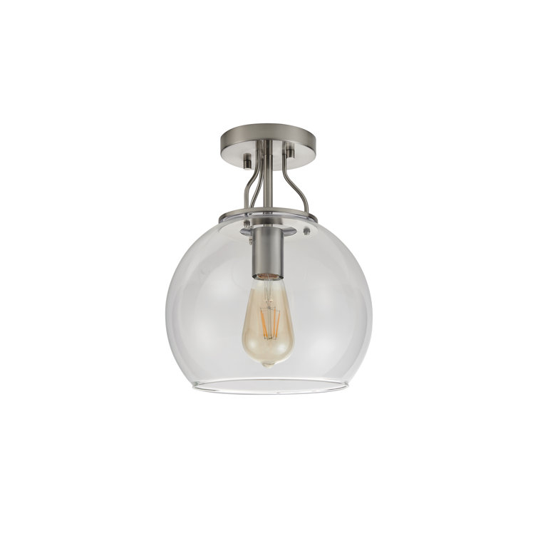 Satin Nickel 10'' Globe Flush Mount Ceiling Light with Clear Glass