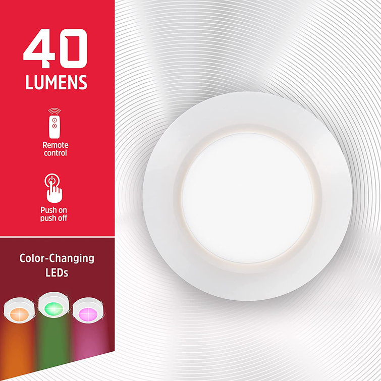 Battery Operated Color-Changing LED Touch Puck Lights 2-Pack