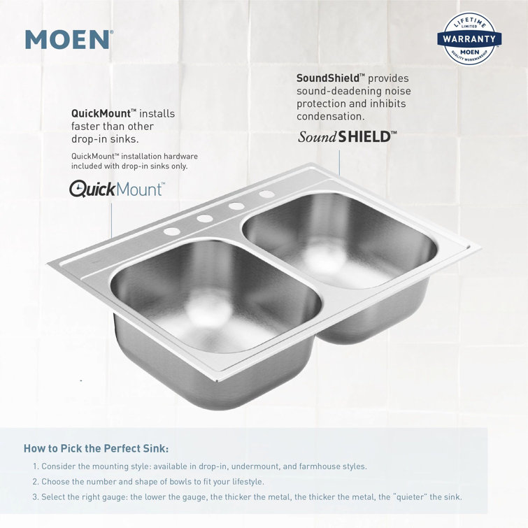 Moen 30" Stainless Steel Farmhouse Apron Front Single Bowl Sink
