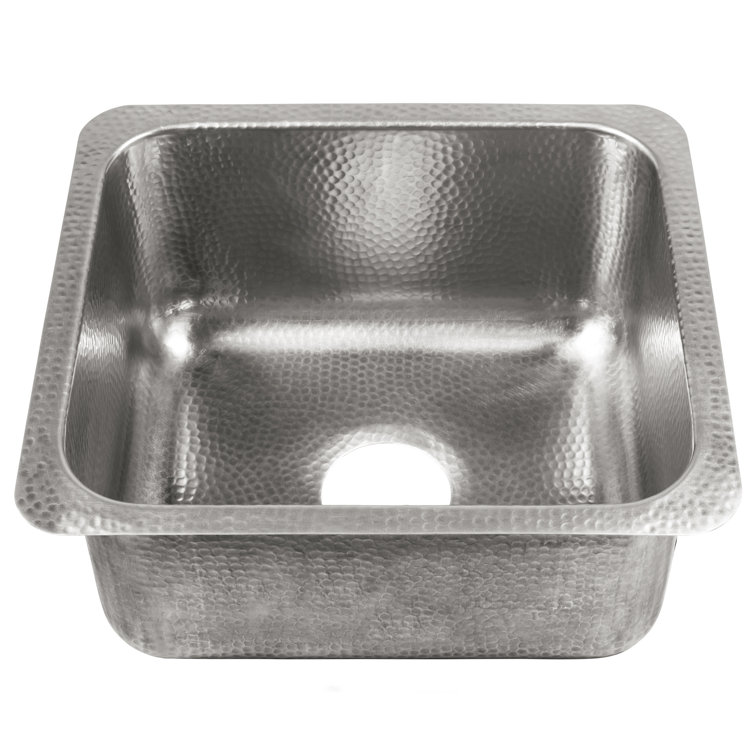 Hand-Hammered Brushed Stainless Steel 17" Single Bowl Drop-In Sink