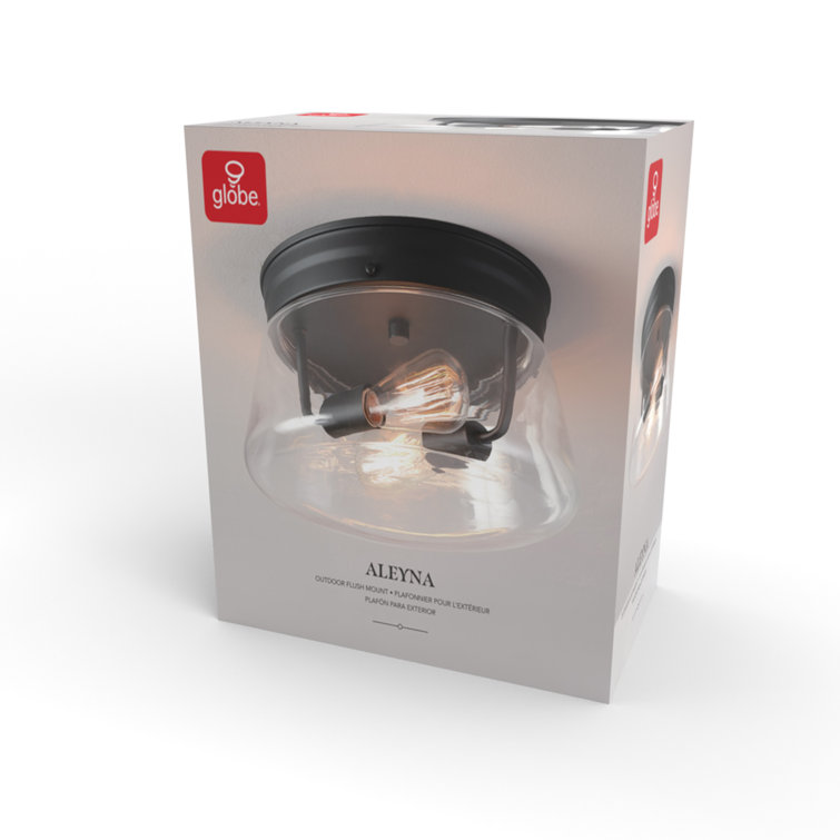 Aleyna Matte Black Glass Drum Flush Mount Ceiling Light