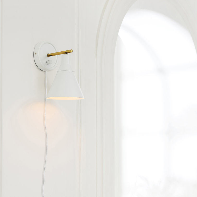 Matte White Brass Accent Dimmable Wall Sconce