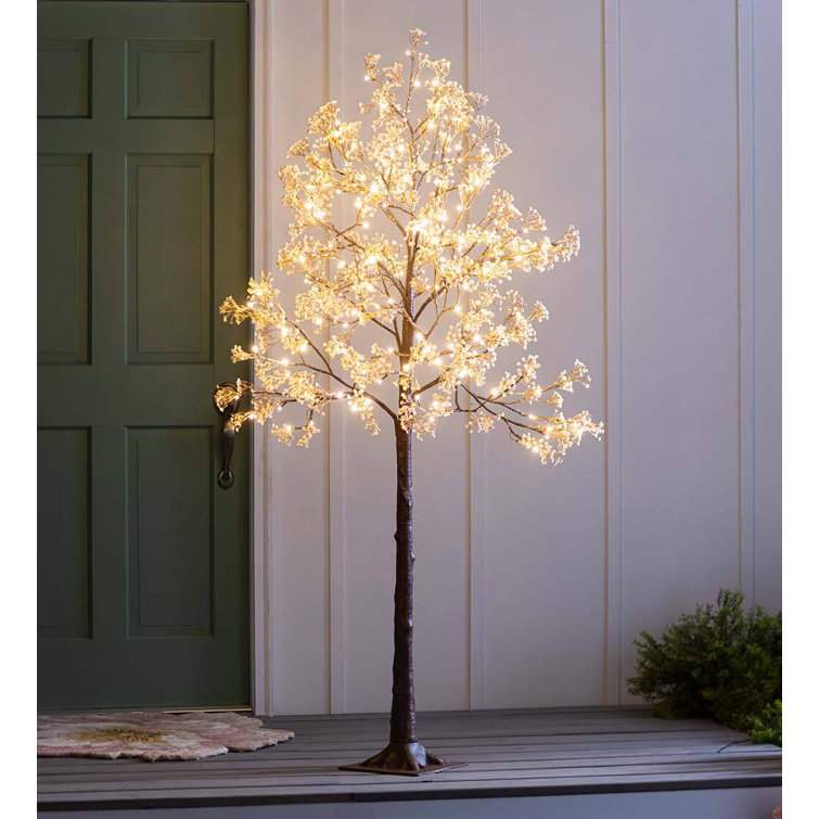 6' Warm White Pre-lit Baby's Breath Tree with Planter Base
