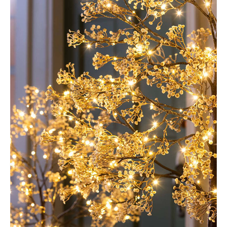 6' Warm White Pre-lit Baby's Breath Tree with Planter Base