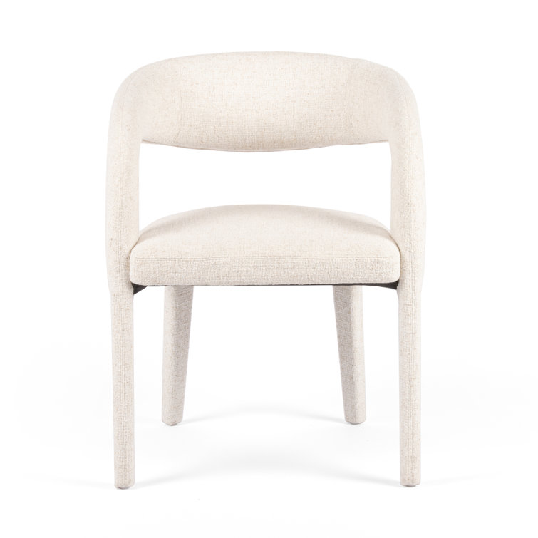 Omari Natural Leather Upholstered Wood Arm Chair
