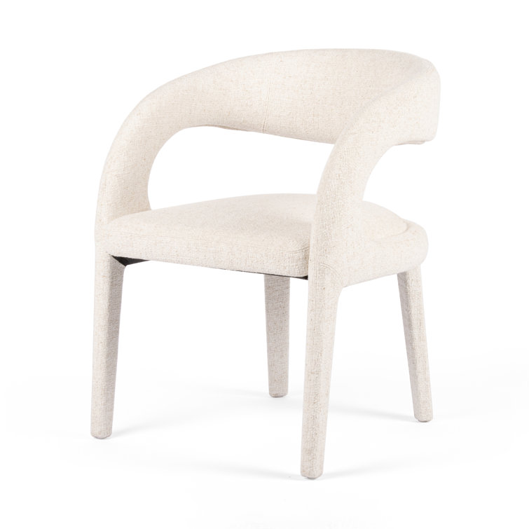 Omari Natural Leather Upholstered Wood Arm Chair