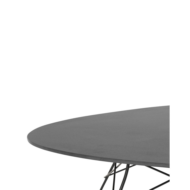 Glossy Solid Black Oval Stoneware Outdoor Table