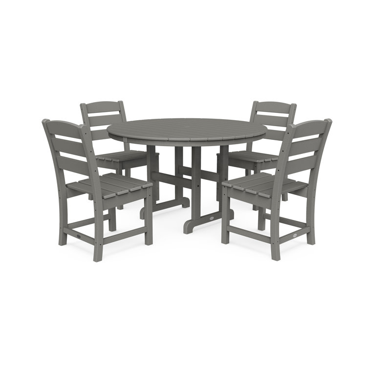 Slate Grey Round Plastic Patio Dining Set for 4