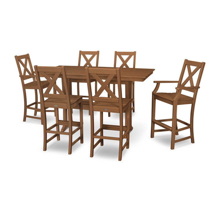 Braxton Classic 7-Piece Teak POLYWOOD Outdoor Bar Set for 6