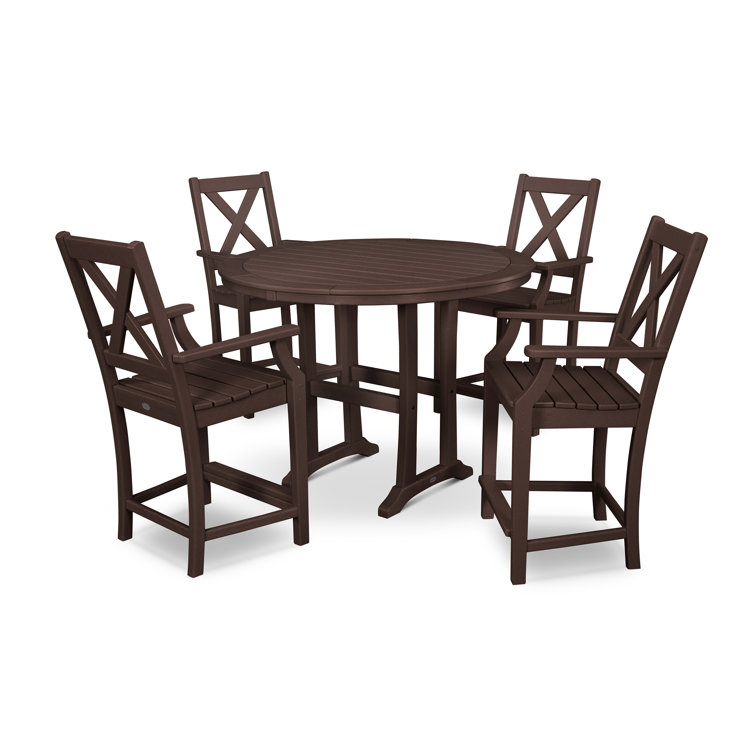 Braxton 5-Piece Nautical Mahogany POLYWOOD Outdoor Dining Set