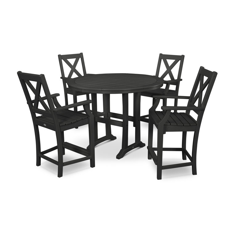 Braxton 5-Piece Black POLYWOOD Nautical Counter Dining Set