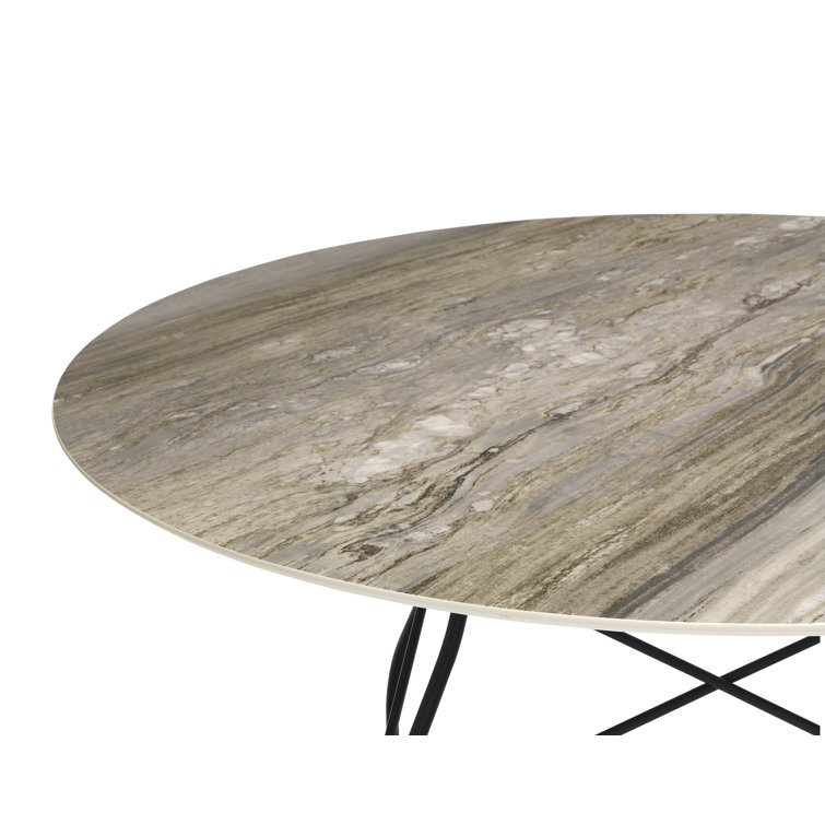 Citterio Luxe 50" Round Aged Bronze Marble Dining Table