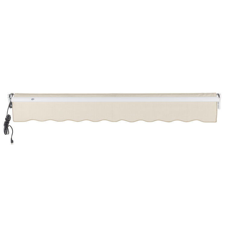 Cream Fabric Retractable Patio Awning with Aluminum Frame