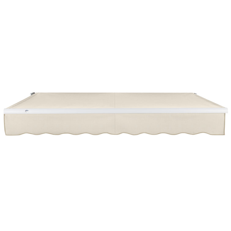 Cream Fabric Retractable Patio Awning with Aluminum Frame