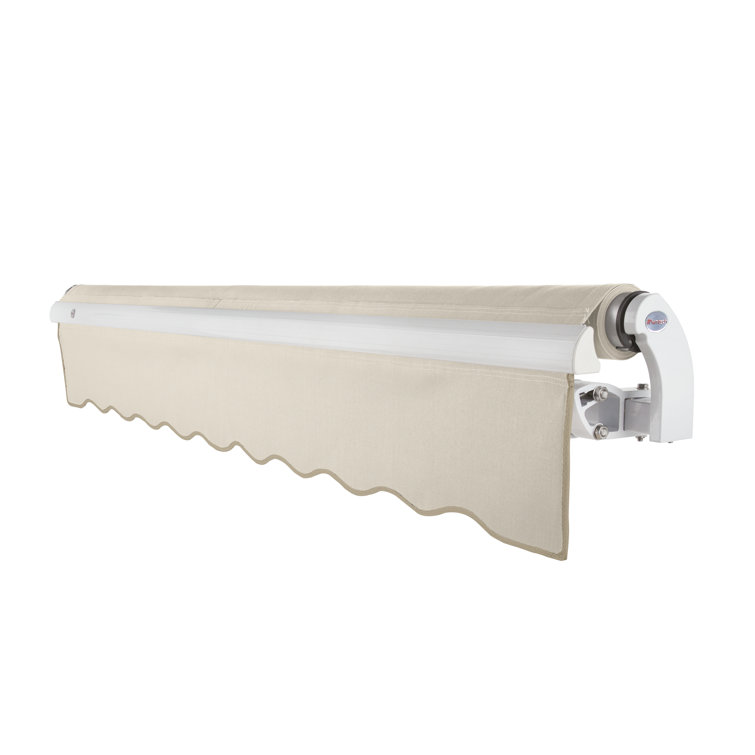 Cream Fabric Retractable Patio Awning with Aluminum Frame