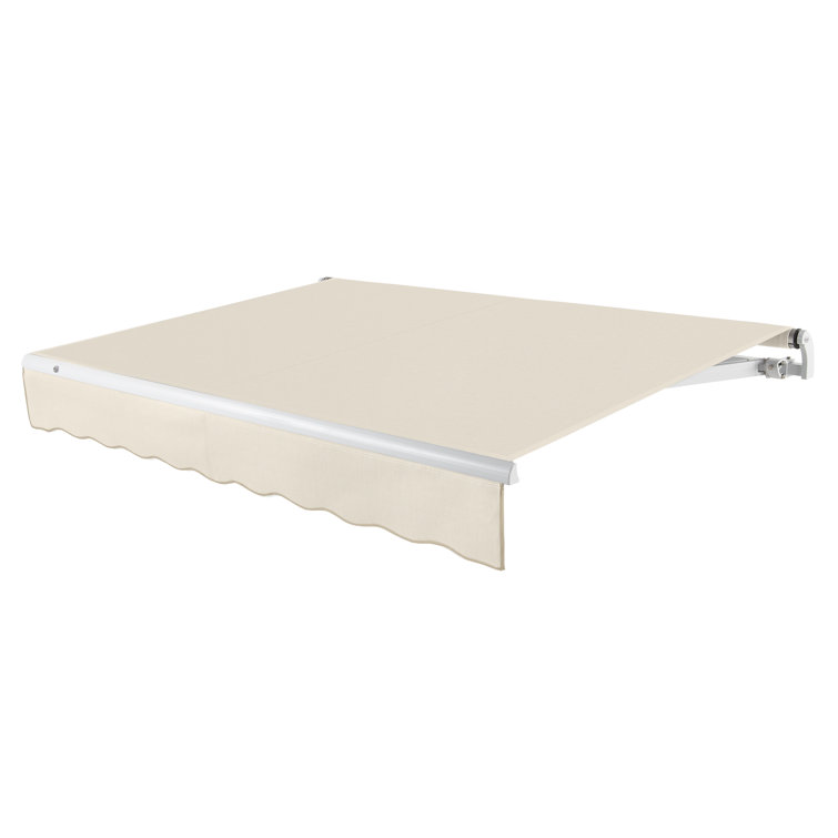 Cream Fabric Retractable Patio Awning with Aluminum Frame