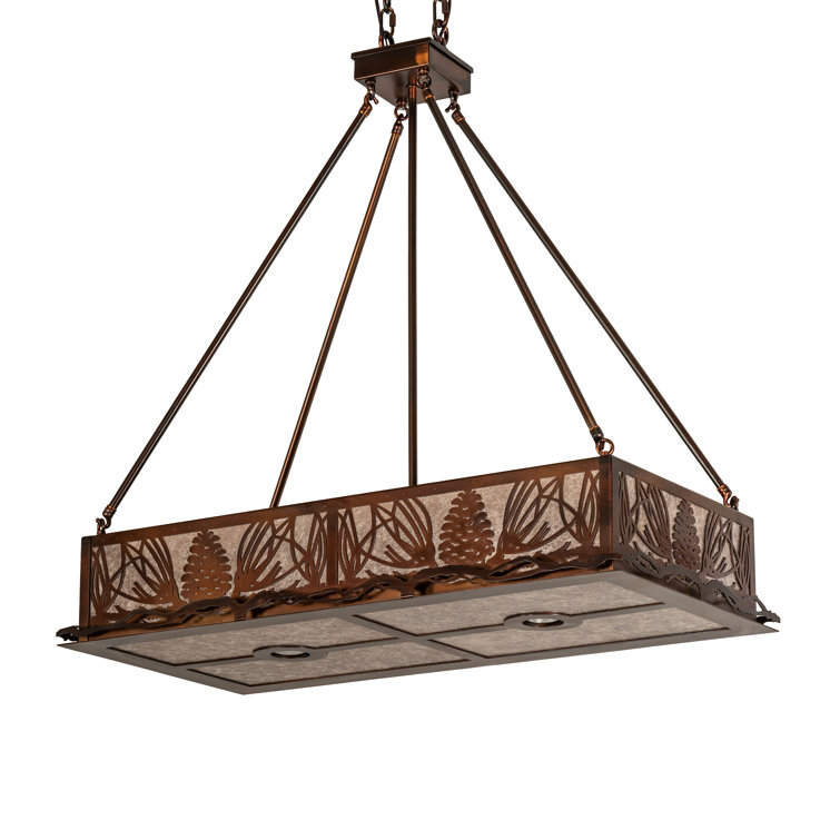 Vintage Copper and Mica 6-Light Island Pendant