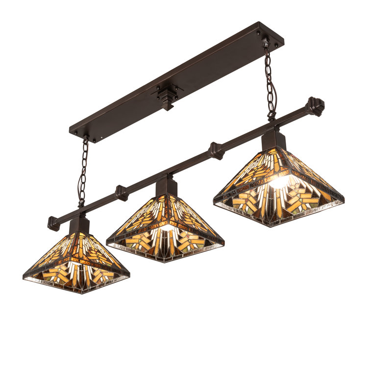 48" Mahogany Bronze Glass LED 3-Light Island Pendant