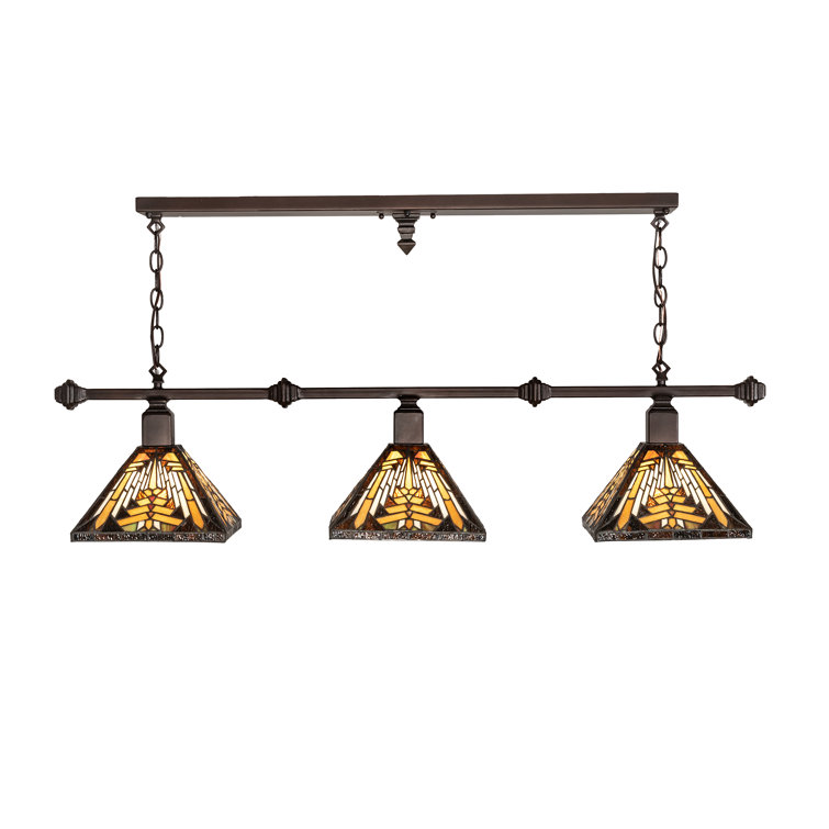 48" Mahogany Bronze Glass LED 3-Light Island Pendant