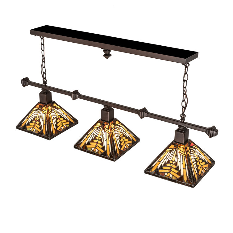 48" Mahogany Bronze Glass LED 3-Light Island Pendant