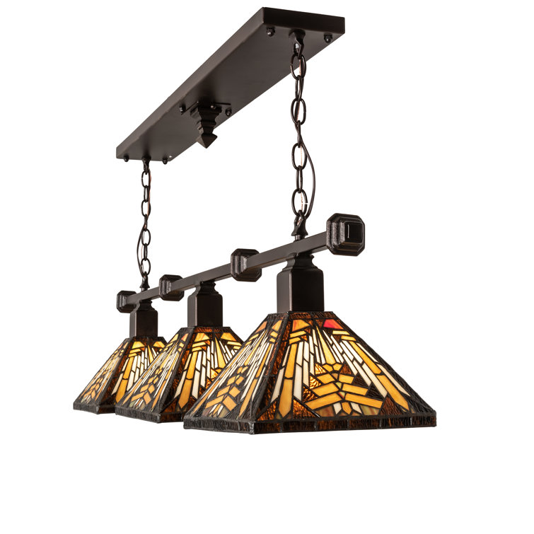 48" Mahogany Bronze Glass LED 3-Light Island Pendant