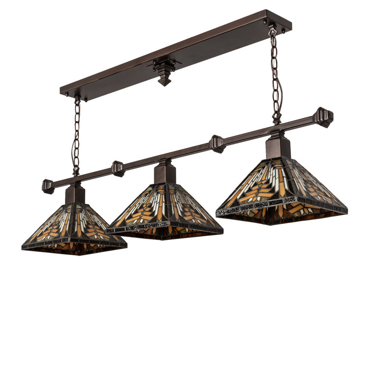 48" Mahogany Bronze Glass LED 3-Light Island Pendant