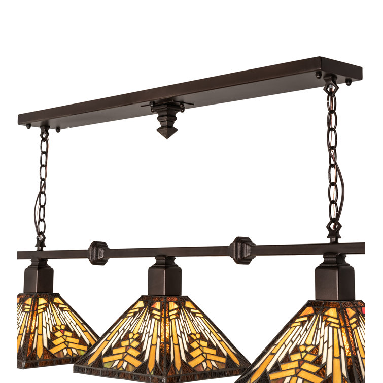 48" Mahogany Bronze Glass LED 3-Light Island Pendant