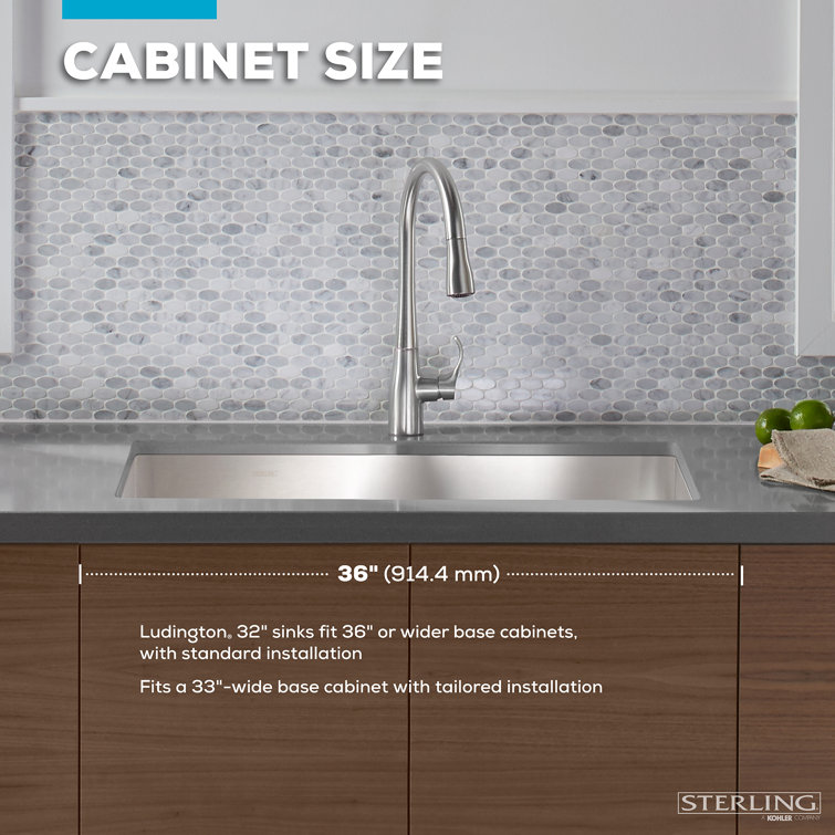 Ludington 32" Stainless Steel Under-Mount Double-Bowl Kitchen Sink