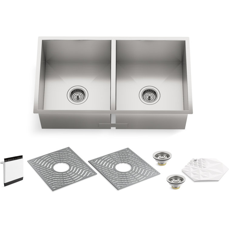 Ludington 32" Stainless Steel Under-Mount Double-Bowl Kitchen Sink