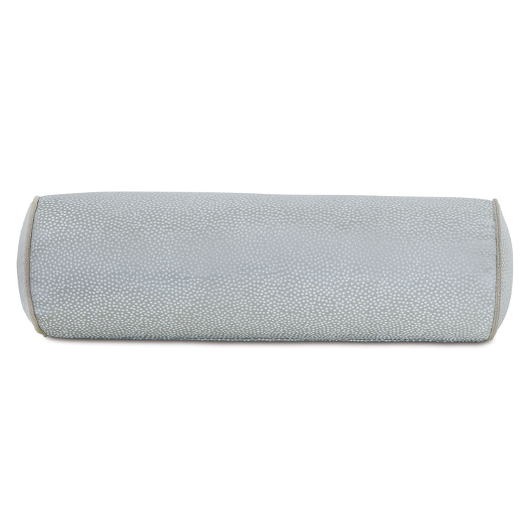 Gray and White Embroidered Polka Dot Bolster Pillow