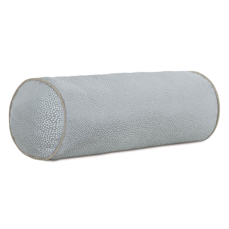 Gray and White Embroidered Polka Dot Bolster Pillow