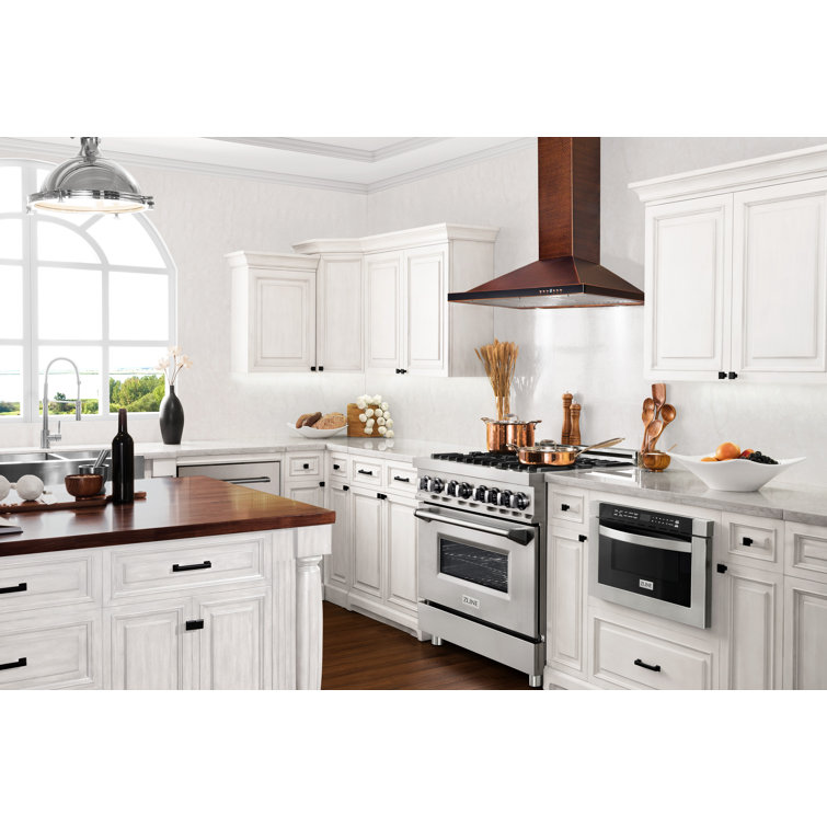 Hand-Hammered Copper 30" Convertible Wall Mount Range Hood