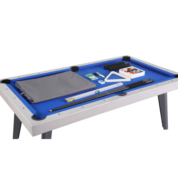 Santorini 82" Gray Aluminum Slate Outdoor Pool Table with Benches