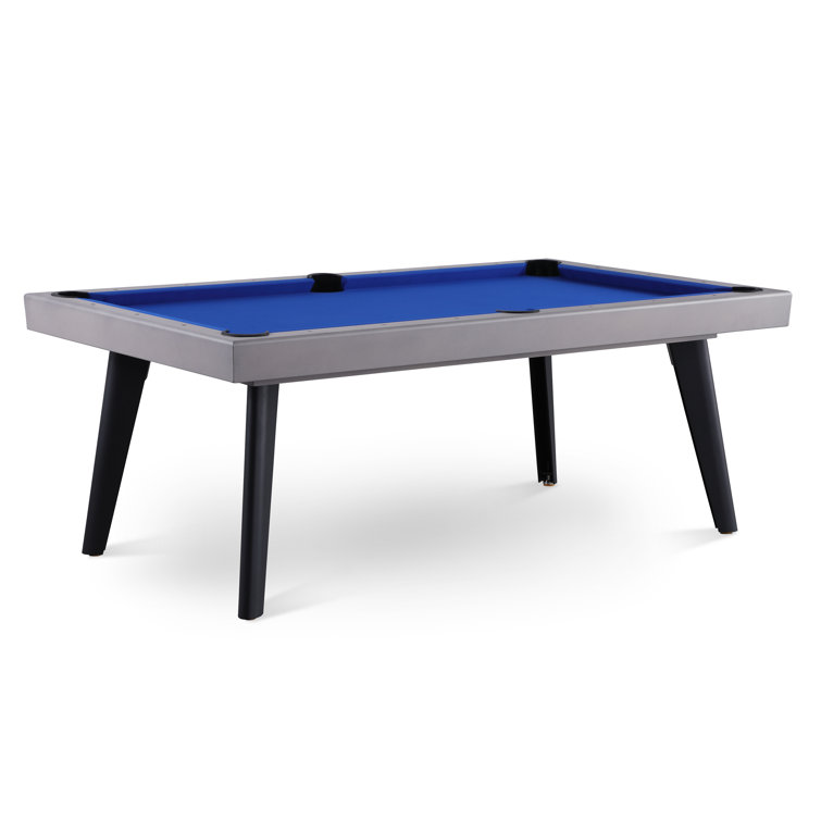 Santorini 82" Gray Aluminum Slate Outdoor Pool Table with Benches