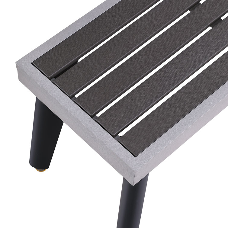 Santorini 82" Gray Aluminum Slate Outdoor Pool Table with Benches