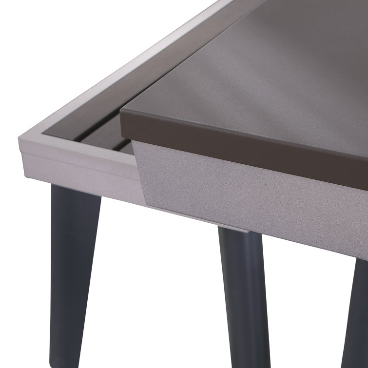 Santorini 82" Gray Aluminum Slate Outdoor Pool Table with Benches
