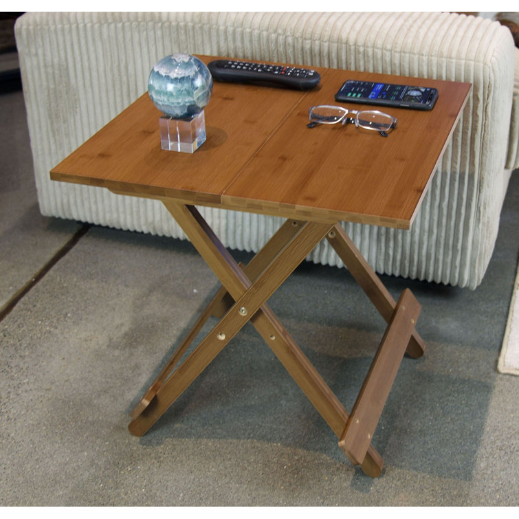 Caramel Bamboo 20'' Folding Portable Side Table